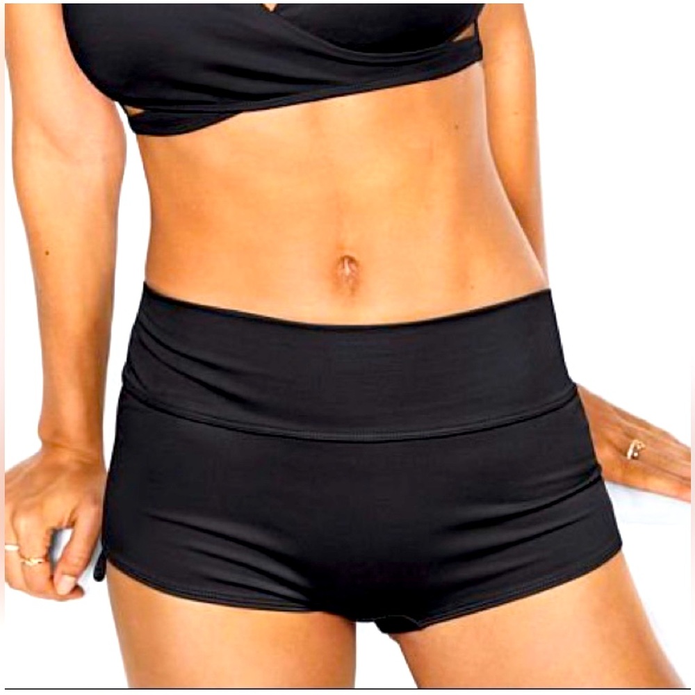 PINK Victoria's Secret Black High-Waist Swim Boyshorts